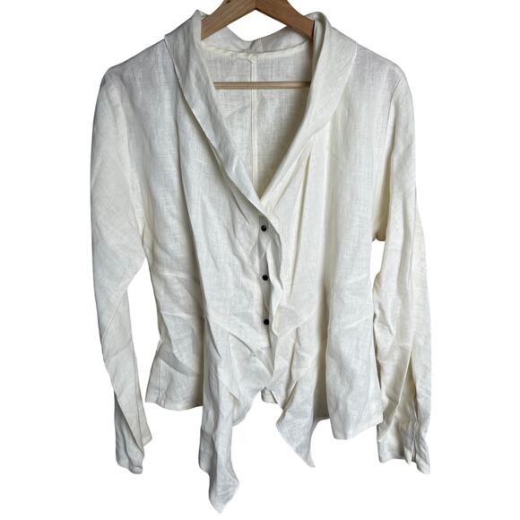 Babette White Ivory Cotton Cardigan Top Blouse Medium M - Picture 1 of 8